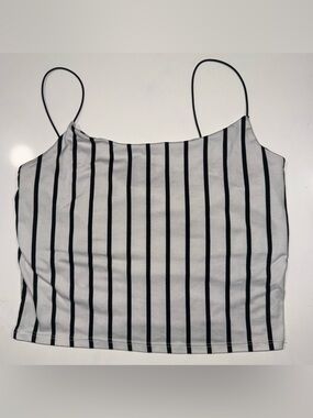 gaze Black and White Striped Crop Cami
